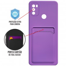 Capa para Motorola Moto G50 4G - Emborrachada Case Card Roxa